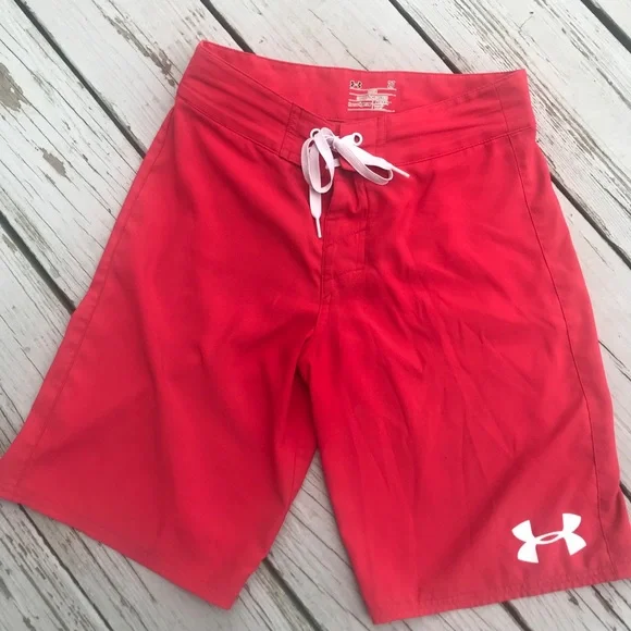 Under Armour Mens Heat Gear Board Shorts Swim Trunks Size 27 red - Picture 1 of 7